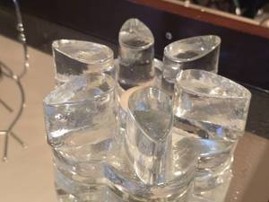 lot 941 image: Heavy High Quality Lead Crystal Art Glass Votive Candleholder Plate Warmer - Germany Crystal Ice by La Vida (Poland)