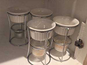 lot 953 image: Lot of (4) RSVP International Ceramic Butter Warmer Fondue Sets