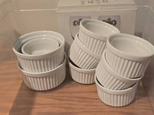 lot 959 image: Lot of (9) R & M International White Porcelain Ramikins