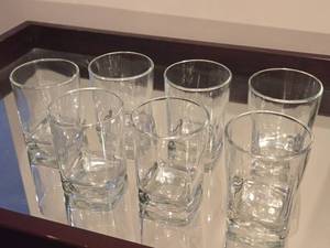 lot 964 image: Glass Old Fashioned Tumbler with Square Base Set of 7
