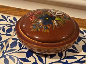 lot 990 image: Ruege Handpainted Finish Music Box with Floral Design