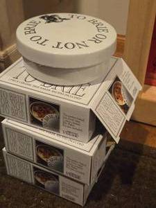 lot 1018 image: Lot of (3) Village Gourmet Ceramic Brie Baker 2-piece (in original packaging)