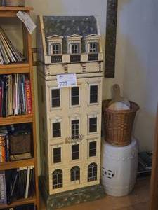 lot 777 image: Georgian townhouse-inspired Doll House Wooden Cabinet 1-door3-shelf