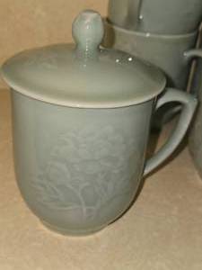 lot 1020 image: Lot of (10) Chinese Celadon Tea Cup with Lid