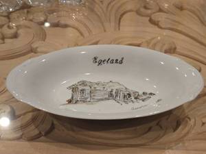 lot 1024 image: by Aurora 1876 Wedding Jens and Marie Egeland 1st home in Bygland MN Porcelain Dish