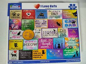 lot 36 image: I Love Cats White Mountain 1000pc Puzzle - Complete