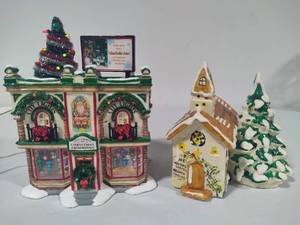lot 27 image: Department 56 City Lights Christmas Trimmings Original Snow Village & Chapel