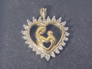 10K Yellow Gold & Diamond Heart Pendant