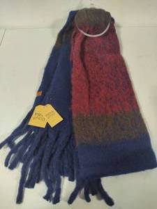 lot 103 image: Frye and Co Oversized Wool Blanket Scarf Heritage Navy  New wTags