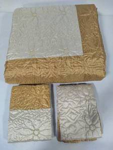 lot 121 image: GoldCream Quilted Bed Cover  Shams (Full Size 86 x 86)