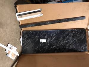 lot 46 image: Hampton Bay 6 ft. Straight Laminate Countertop All-Inclusive Kit in Textured Sombra with Eased Edge and Loose Backsplash    Customer Returns See  Pictures