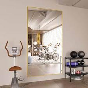 lot 44 image: LuxHomez 32 in. W x 71 in. H Oversized Aluminum Alloy Rectangle Full Length Gold Wall MountedStanding Mirror Floor Mirror   Customer Returns See  Pictures
