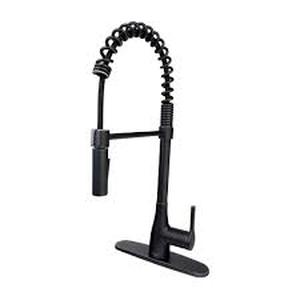 lot 53 image: FLOW Classic Series Single-Handle Pull-Down Spring Neck Sprayer Kitchen Faucet in Oil Rubbed Bronze Customer  Returns See Pictures