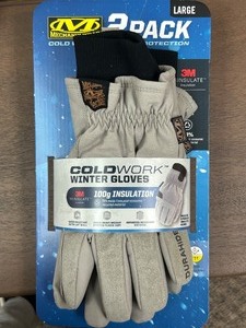 lot 52 image: Mechanix Wear 2 Pack Insulated Durahide Cold Work Winter Gloves - MSRP $30