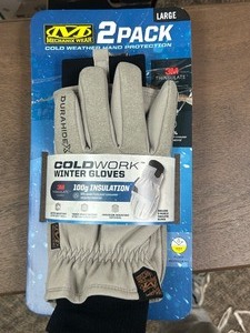 lot 54 image: Mechanix Wear 2 Pack Insulated Durahide Cold Work Winter Gloves - MSRP $30