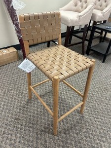 lot 79 image: Safavieh - Jeremiah Woven Leather Counter Stool - MSRP $285