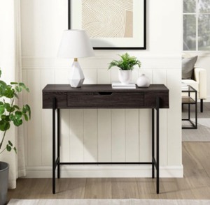 NEW - Walker Edison Minimalist Wood and Metal One Drawer Entry Table - MSRP - $240