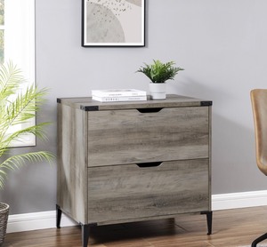 lot 13 image: NEW - Walker Edison Modern Industrial 2-Drawer File Cabinet - MSRP $300