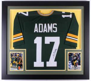 lot 26 image: Davante Adams Signed Packers 31x35 Custom Framed Jersey (JSA COA)