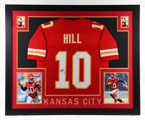 lot 27 image: Tyreek Hill Signed 35x43 Custom Framed Jersey Display (JSA COA)