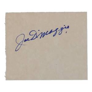 lot 29 image: Joe DiMaggio Signed 3.5x4 Cut (PSA)