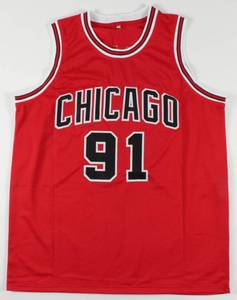 lot 38 image: Dennis Rodman Signed Jersey (Beckett COA)