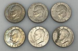 1972 Plain No Mint Mark Eisenhower One Dollar Coins