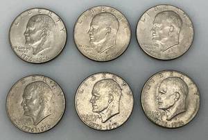lot 6 image: 1776-1976 D Bicentennial Eisenhower One Dollar Coins