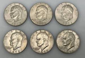 lot 7 image: 1978 No Mint Mark Eisenhower One Dollar Coins
