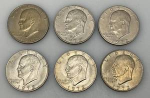 lot 11 image: 1972 Plain No Mint Mark Eisenhower One Dollar Coins