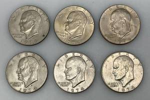 lot 13 image: 1974 D Eisenhower One Dollar Coins