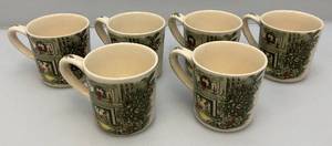 lot 178 image: Set Of Vintage Johnson Brothers Merry Christmas Coffee Mugs (Some Crazing Present In Clear Coat)