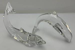 lot 183 image: Pair Of Baccarat Crystal Dolphins (One With Chip On Tip Of Fin)