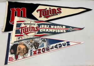 lot 199 image: Vintage Misc. Minnesota Twins Pennants Including Large Felt And More