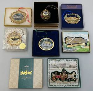 lot 223 image: Misc. Vintage Collectible Ornate Metal Christmas Ornaments