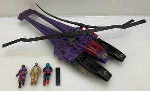 lot 250 image: 1980s GI Joe Cobra Mamba Helicopter (Missing Pieces And Blade Tip Needs Repair) And Action Figures Including Gyro Viper, Techno Viper And T.A.R.G.E.T