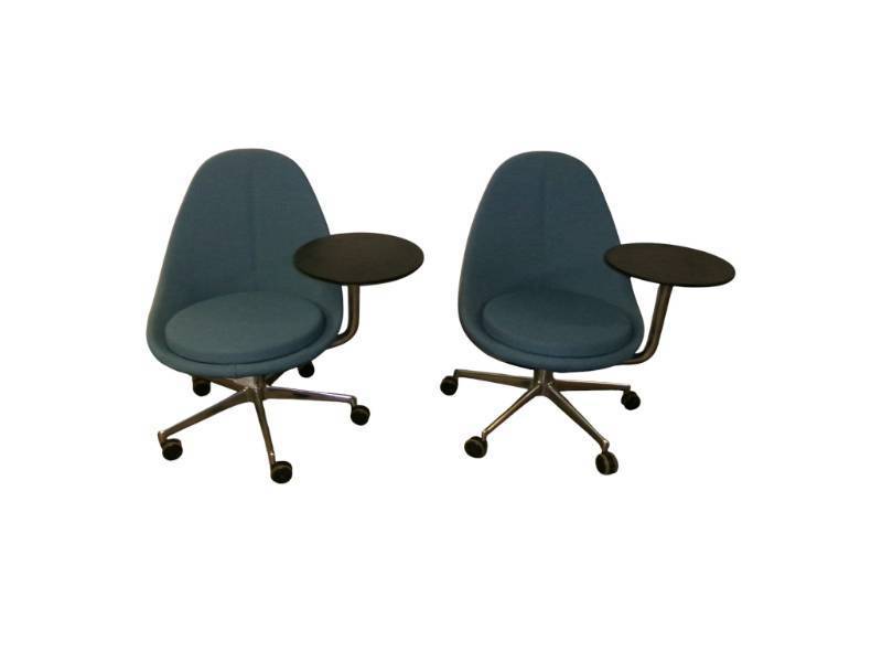 lot 4 image: Swivel Base Chair with Movable Tablet Arm