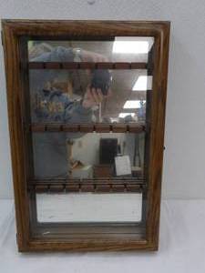 lot 11 image: Souvenir Spoon Display Cabinet. Glass Mirrored. 18.5x12x2