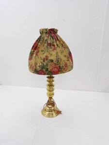 lot 52 image: Brass Table Lamp with Floral Lamp Shade