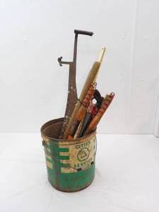 lot 53 image: Vintage Metal Bucket and Tools