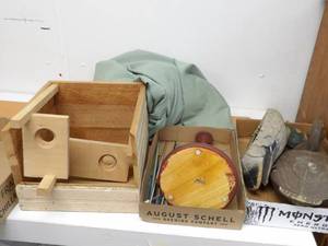 lot 76 image: Vintage Duck Decoys, Bird House Nest, Knitting Needles