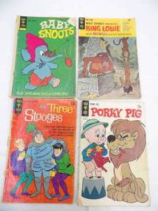 lot 93 image: Vintage Gold Key Comics 4ct. The Three Stooges, Porky Pig and more