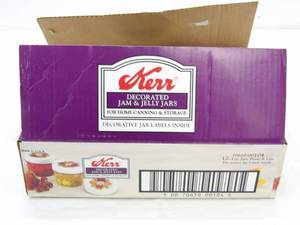 lot 99 image: Kerr Decorated Jam & Jelly Jars with Rings and Lids (10ct)