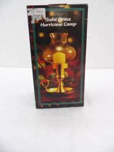 lot 107 image: Solid Brass Hurricane Lamp (NEW in Box)