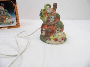 lot 112 image: Vintage Ceramic Halloween Village Collection. School House
