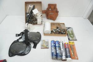 lot 145 image: Construction Adhesive, Roof Patch, Crack Sealer, Knee Pads, Leather Tool Pouch, Variety of Hardware