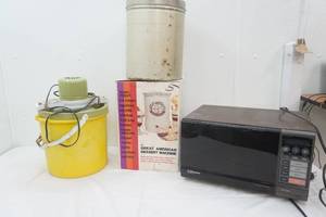 lot 176 image: Microwave, Vintage Dessert Machine, Vintage Ice Cream Maker, Metal Canister