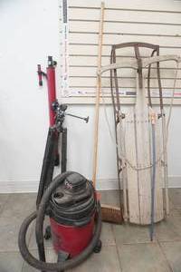 lot 181 image: Telescope, Runner sled, Shop Vac, Broom