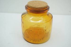 lot 221 image: Vintage Amber 2qt Glass Jar with cork lid