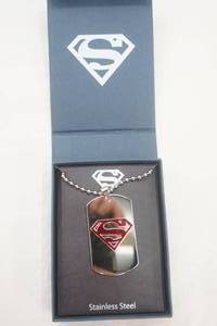 lot 268 image: Jewelry Lot Stainless Steel Superman Dog Tag Necklace